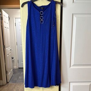 Blue Sleeveless Dress with Ring Detail